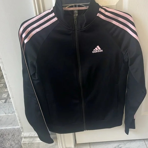 Adidas Black Track Jacket with Pink Stripes - Picture 6 of 12
